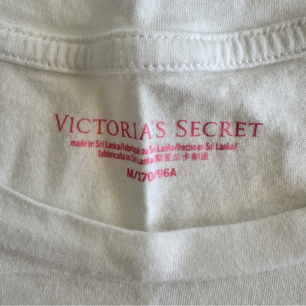 Victoria's Secret - Angel PJ Shorts and Tee in White Pink & Black - Picture 6 of 7